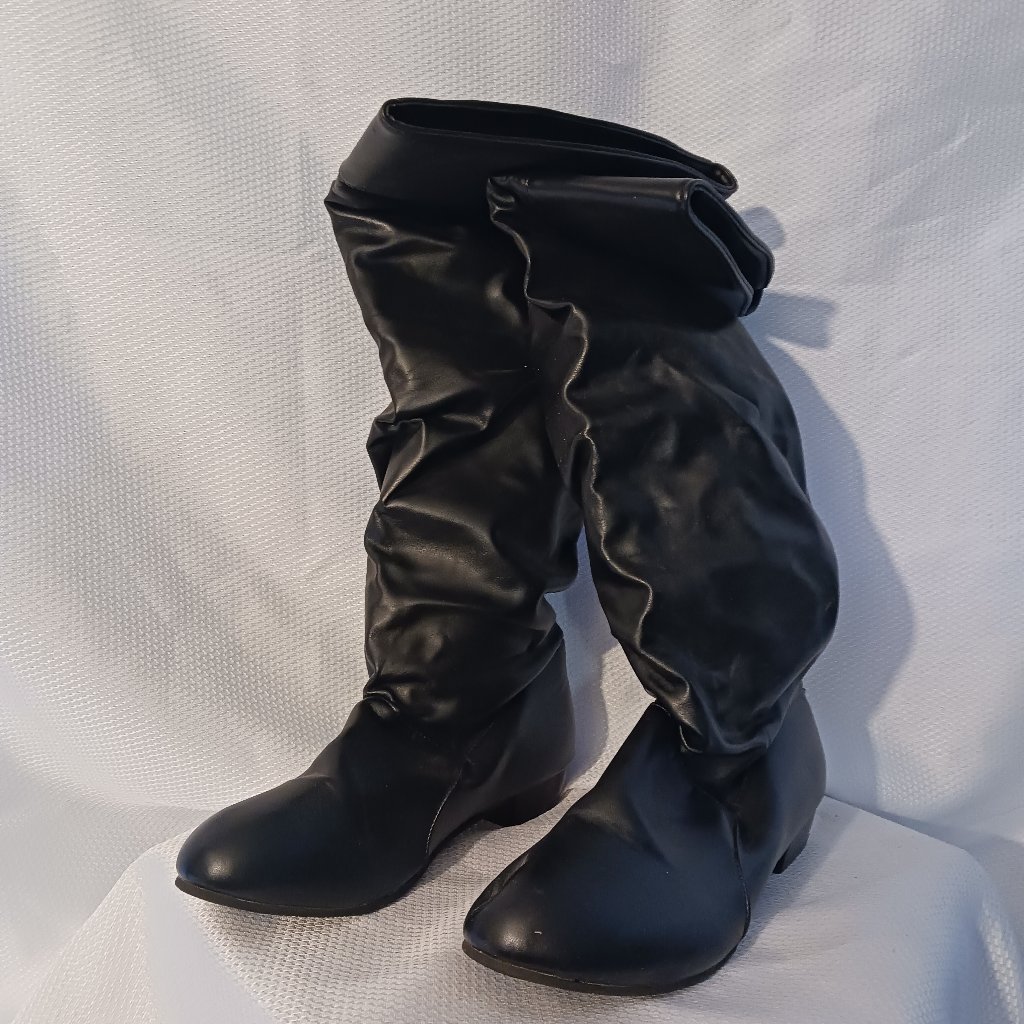 Black Slip On Knee High Boots Black Slip On Knee High Boots